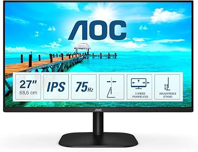 AOC 27B2DA 27" FHD 1080p 75Hz IPS Monitor 4ms LowBlue FlickerFree Speakers HDMI