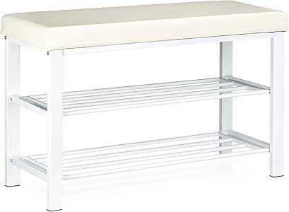 Relaxdays - Zapatero con Asiento Acolchado para Zapatos, Piel sintética