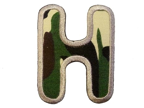 Buchstaben Aufnäher/Aufbügler military - Komplettes Alphabet einzeln auswählbar, Alphabet/Buchstabe:Buchstabe H - 6.2x4.6cm
