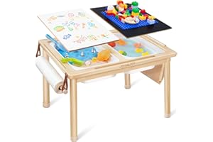 JOIN&JOY Sensory Tables for Toddler, Multi-Activity Table with Storage Bins, Double-Sided Lids, Indoor/Outdoor Kids Play Sand and Water Table, Birthday Gifts for Boys and Girls