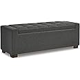 Signature Design by Ashley Cortwell Ottoman Tufted Entryway Storage Bench, Charcoal Gray