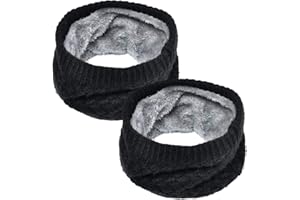 LO SHOKIM Neck Warmer Men Fleece Neck Gaiter Women Scarf Winter Double-layer Thick Circle Loop Infinity Scarf Warm Windproof