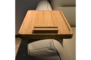 NAVREX Large Bamboo Couch Arm Tray, Armchair Table Tray Clip on Sofa, Sofa Tray with 360° Phone Holder for Wide Couches, Have All Functions and Cheaper Than The Others （13.75" D x 9.5" W）