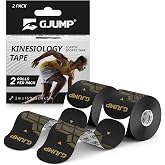 GJUMP Kinesiology Tape, 40 Count Precut Strips 2 Rolls Original Cotton Tape | Elastic Athletic Tape for Muscle Strain Relief &amp; Joint Support, Latex Free Kinetic Tape, Waterproof &amp; Breathable Sports Tape