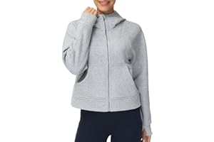 THE GYM PEOPLE Women's Full-Zip Up Hoodies Jacket Fleece Workout Crop Tops Sweatshirts with Pockets Thumb Hole