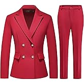 MODFUL Women's 2 Piece Business Suit Double Breasted Blazer and Pants Work Suit Set