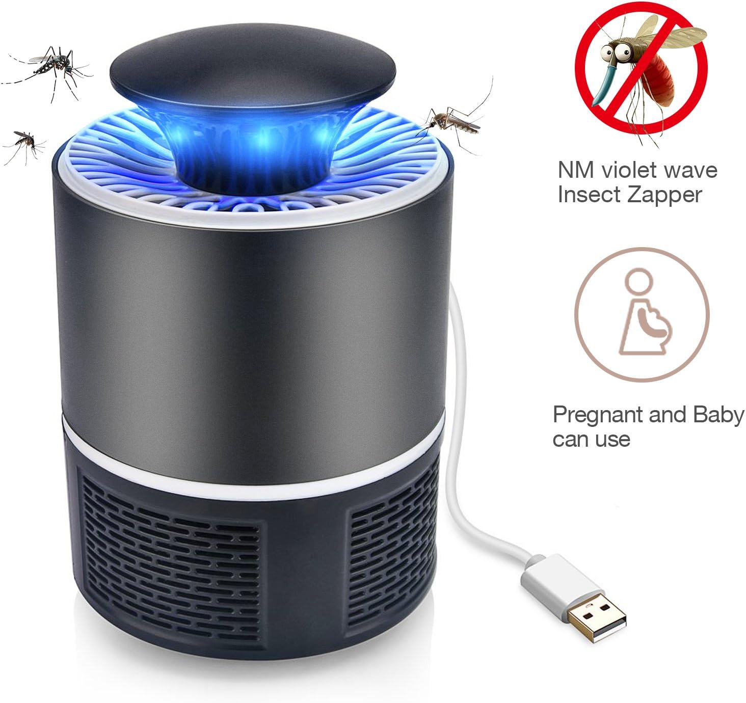 Mosquito Zapper Killer USB Silencieux Portable Portable Insect Killer