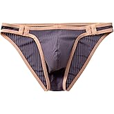 Faringoto Men's Colorblocking Narrow Side Quick Dry Adjustable Size Buckle Briefs Thread Briefs