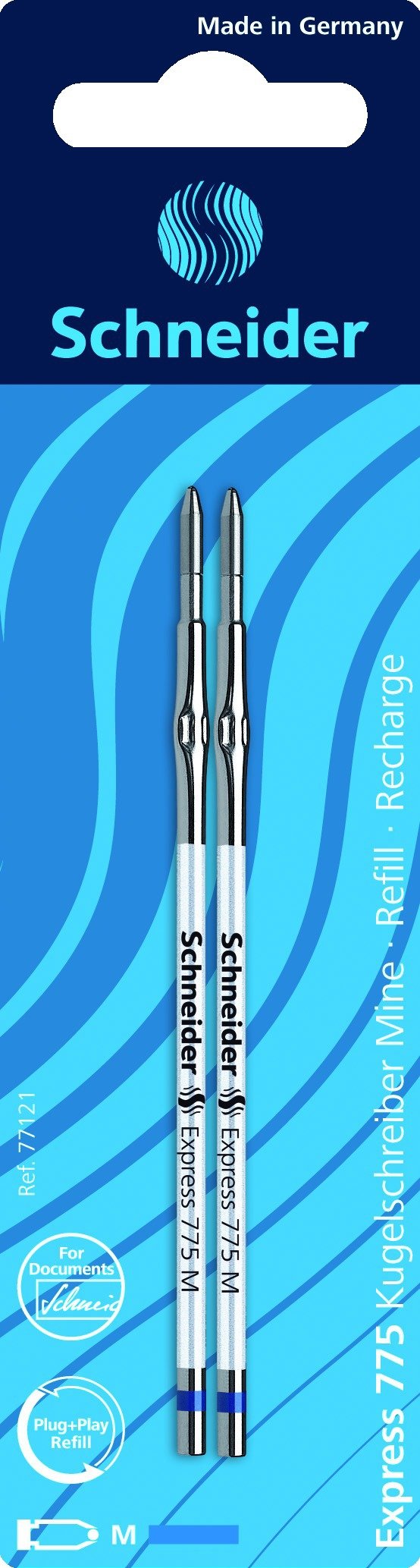 Schneider - Express 775 for Ballpoint pens, Permanent, m, Blue, Blister Pack of 2