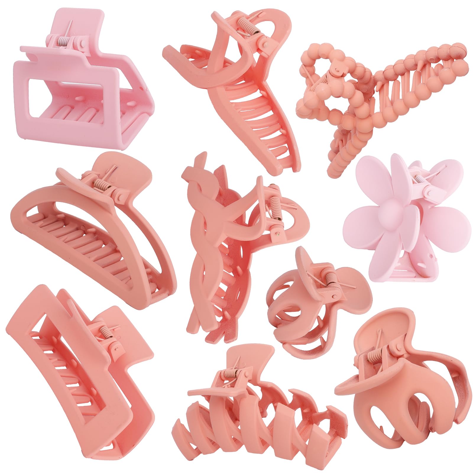 Photo 1 of 10PCS Non-Slip Pink Hair Clips Jaw Clips for Thick Hair Clamp Flower Non-Slip Hair Accessories with Multi-Styles for Women Girls