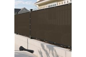Goleray 8' x 25' Brown Fence Privacy Screen Outdoor Heavy Duty Fencing Mesh Net Outside UV Blockage Windscreen Fabric Shade Cover Tarp for Wall Backyard Patio Garden, Cable Zip Ties Included