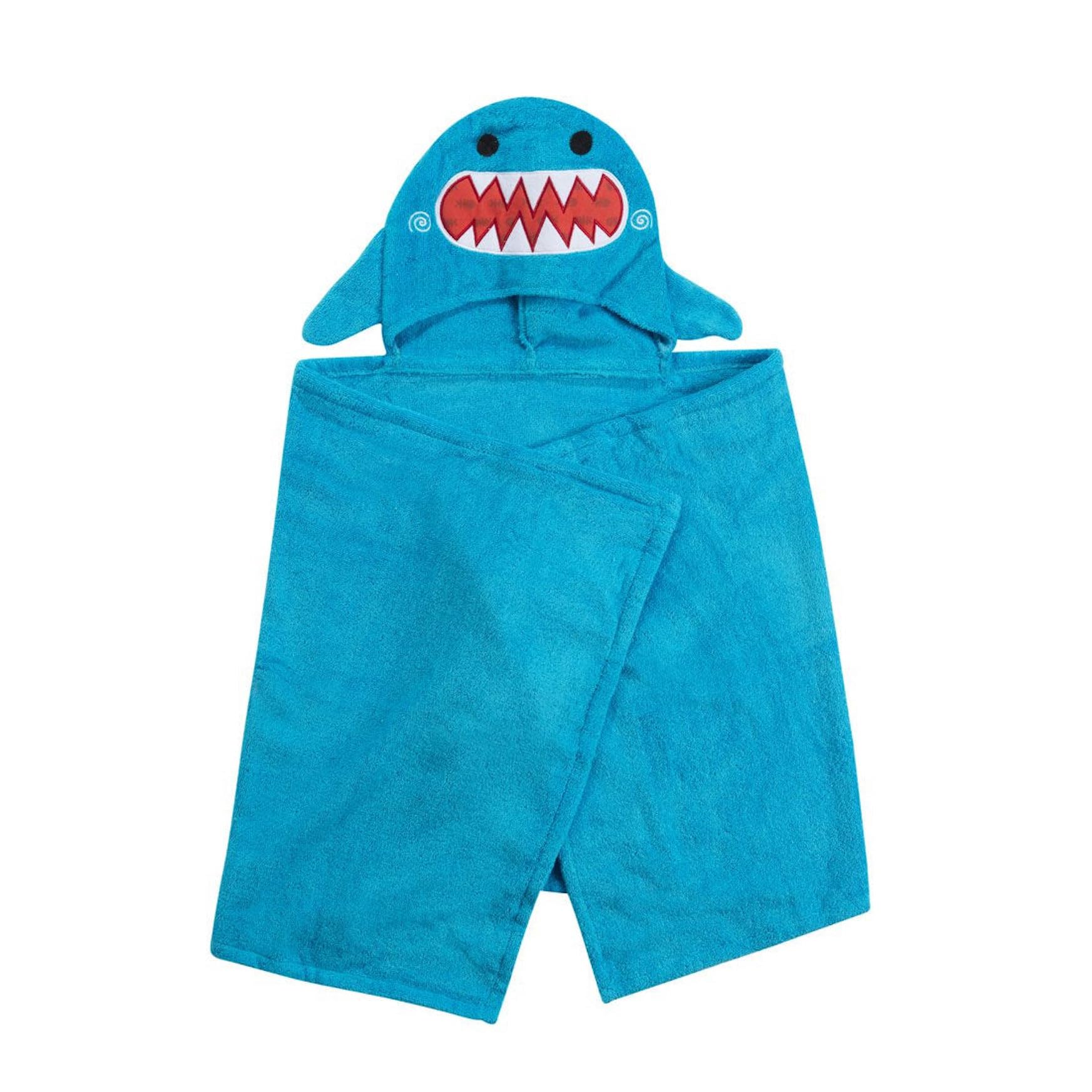 Zoocchini 100 Percent Cotton Kids Hooded Towel, Sherman the Shark