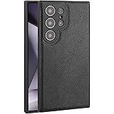for Samsung Galaxy S25 Ultra Case Leather,Vintage Classic PU Leather Luxury Business Camera Frame Protection Cover,Soft Non-Slip Grip Anti-Scratch Shockproof Case for Samsung Galaxy S25 Ultra (Black)