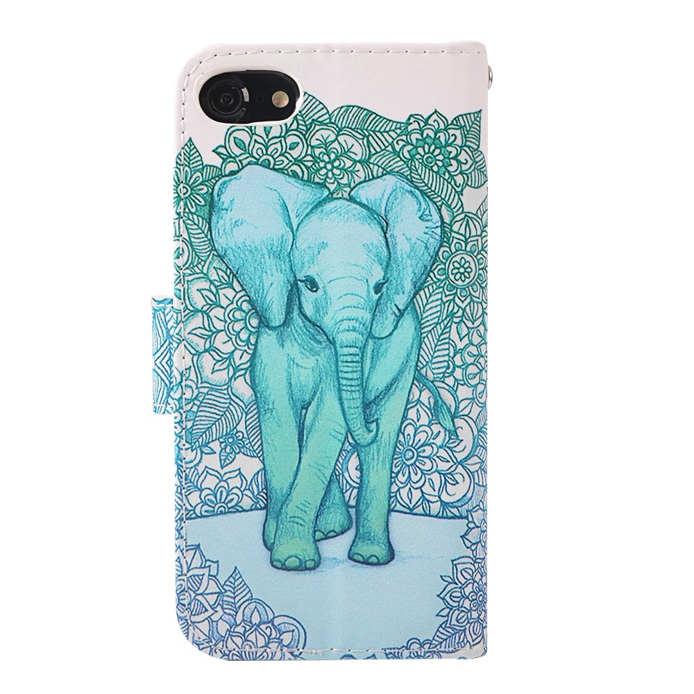 MagicSky iPhone 7/8 Case, iPhone 7/8 Wallet Case Folio Flip Premium PU Leather Case Cover with Card Holder Slot Pockets,Wrist Strap,Magnetic Closure for Apple iPhone 7/8 4.7 Inch, Elephant