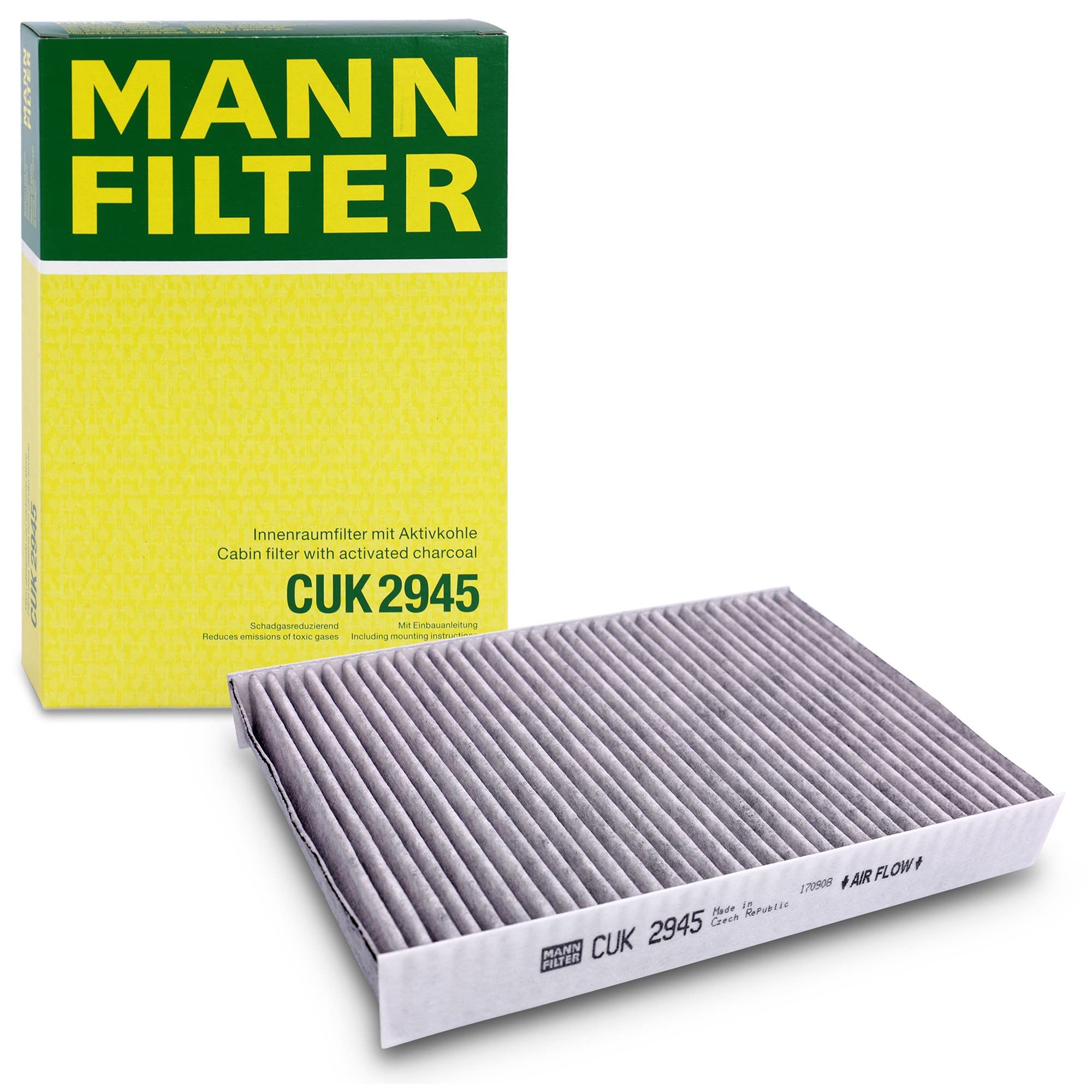 MANN-FILTER CUK 2945 Cabin Air Filter - Pollen Filter with Activated Carbon - for Cars + Transporters