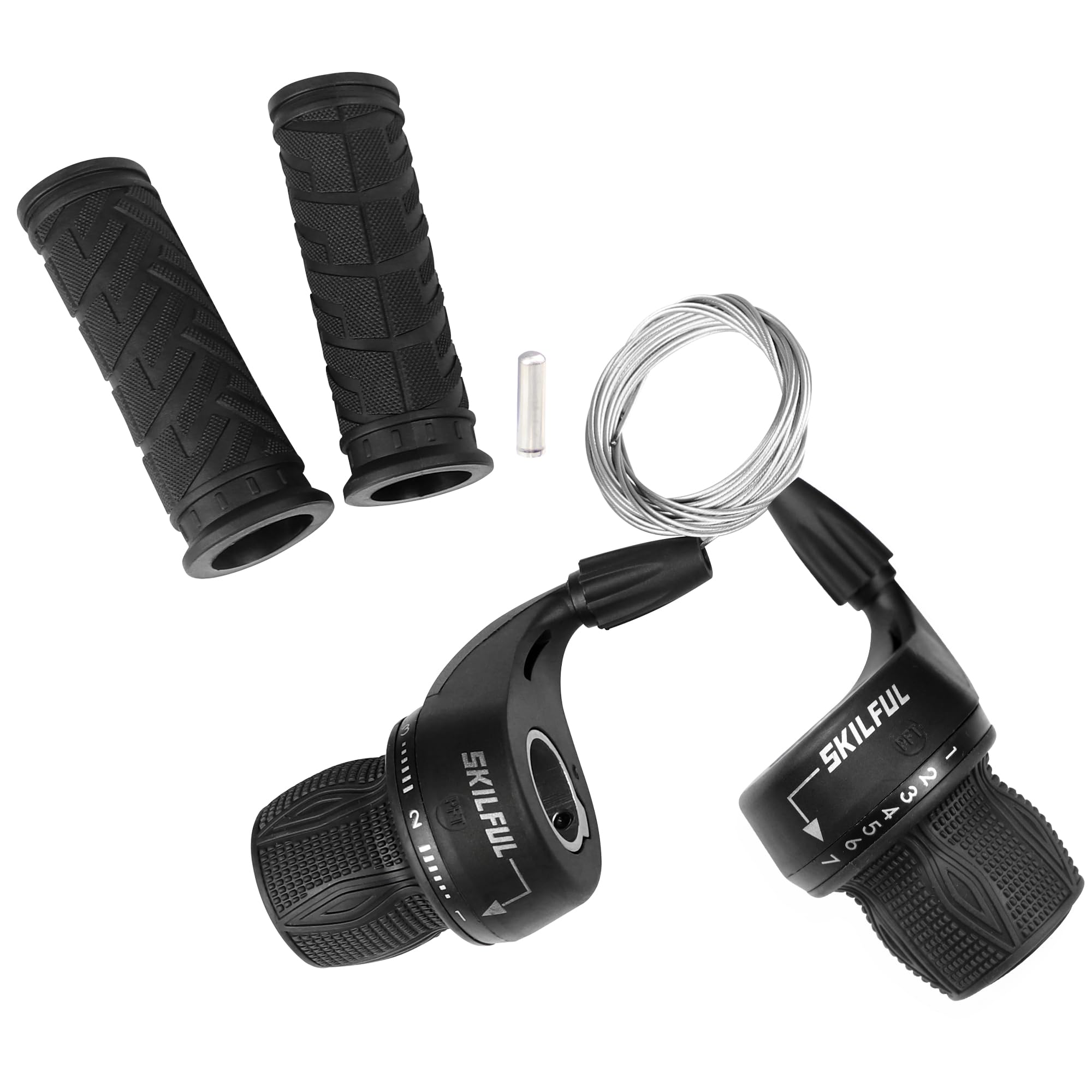 MEGHNA 1Pair 21 Speed Bicycle Shifter Twist Shifter Lever 3x7 Speed Grip Shift Mountain Bike Folding Bike Gear Grip Shift with Grips