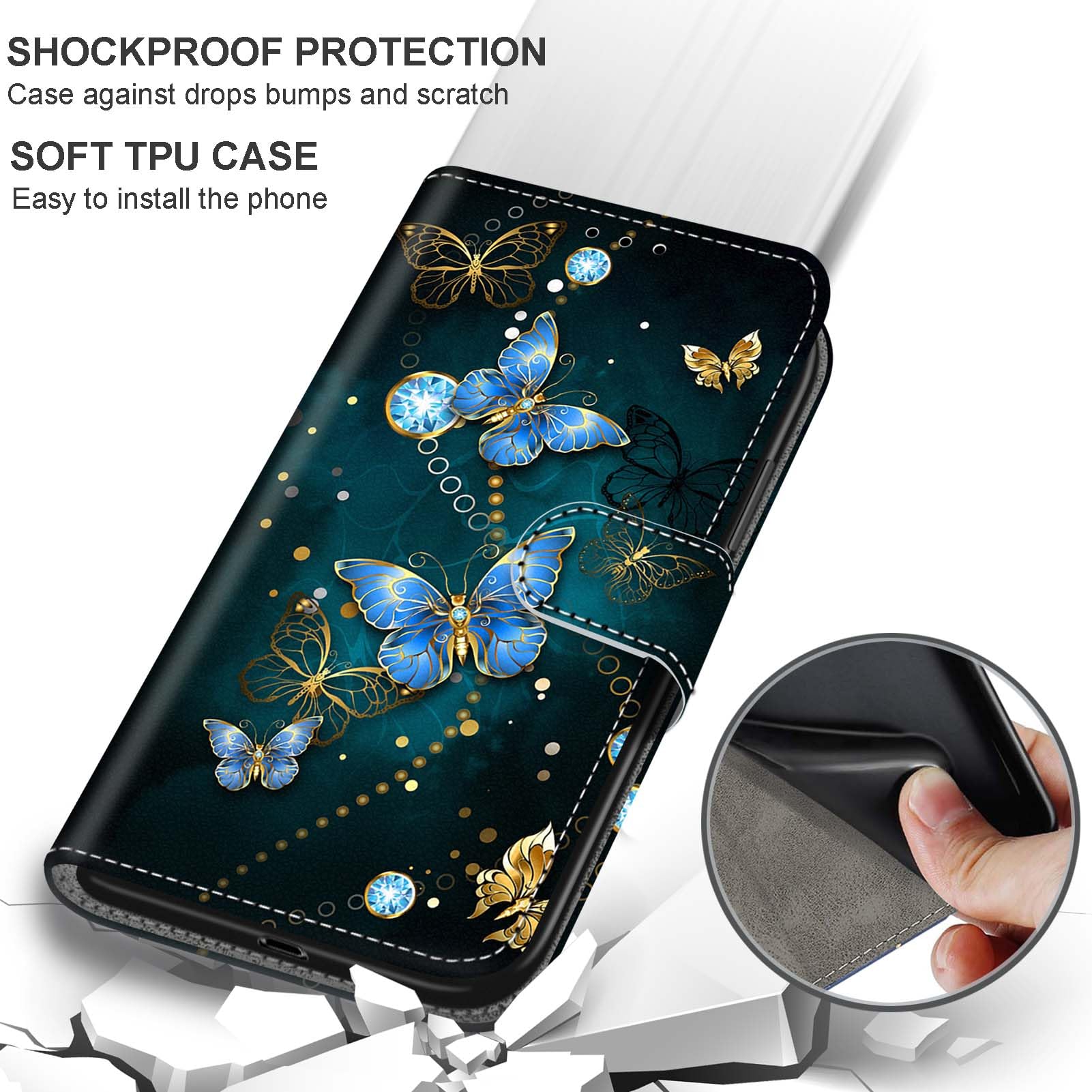 Handyhülle für Google Pixel 10a Leder Wallet Tasche Schmetterling 7
