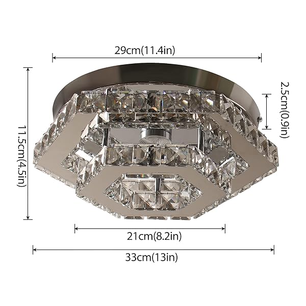 CXGLEAMING MODERN CHANDELIER CRYSTAL FLUSH MOUNT CEILING LIGHT LED PENDANT LAMP DIMMABLE CHANDELIER FOR DINING ROOM LIVING ROOM BEDROOM KITCHEN HALLWAY(REMOTE CONTROL)