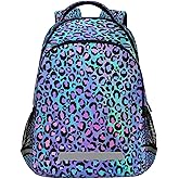 xigua Students Backpack Boy Girl School Bookbag,Fashion Color Leopard Print Waterproof 15In Laptop Backpack for Children Outdoor Camping Travel Daypack Casual Bags