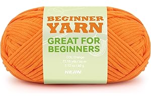 HEJIN 60g Orange Yarn for Crocheting and Knitting;66m (72yds) Cotton Yarn for Beginners with Easy-to-See Stitches;Worsted-Weight Medium #4;Cotton-Nylon Blend Yarn for Beginners Crochet Kit Making