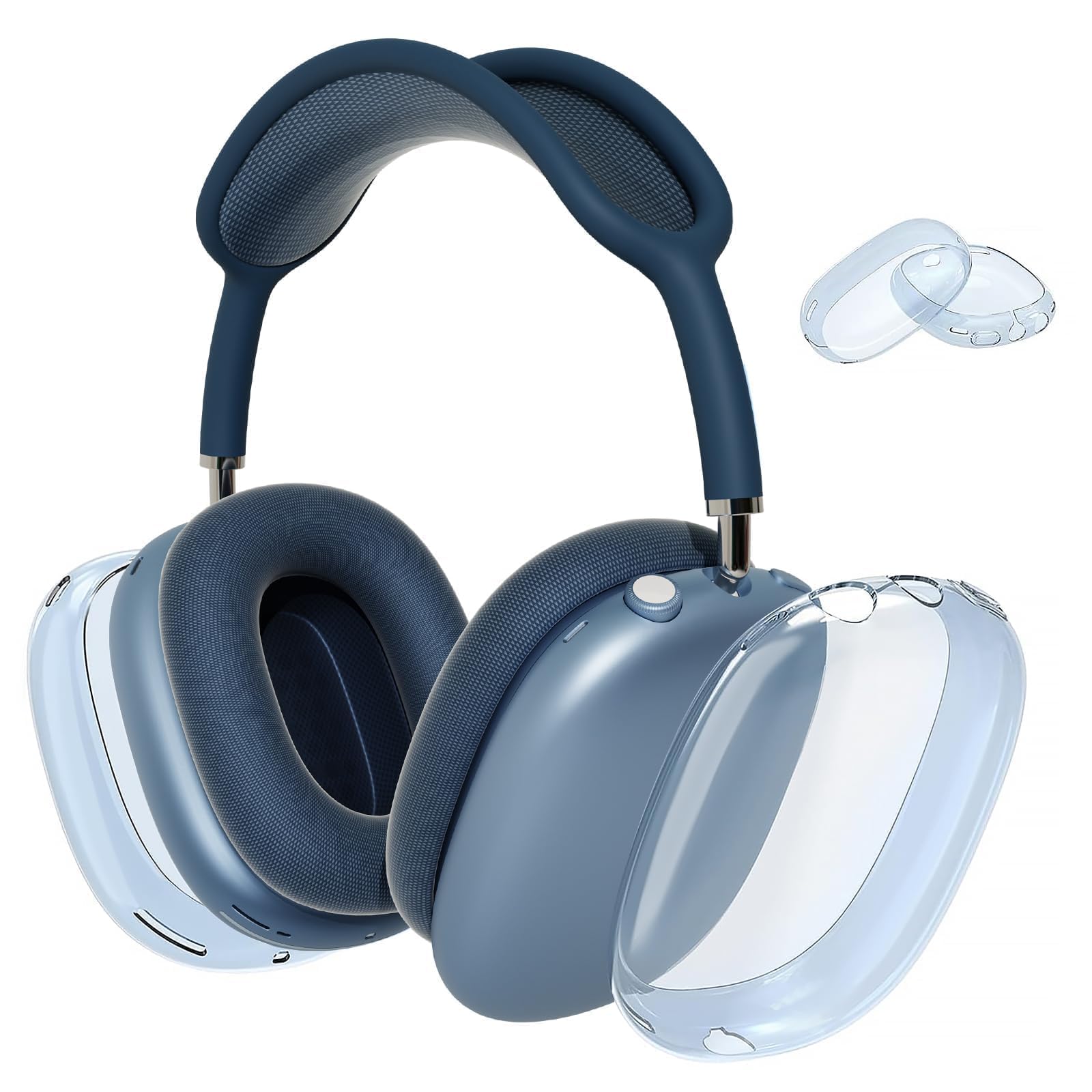 Photo 1 of MOLOPPO Case Cover for AirPods Max Headphones?Clear Soft TPU Skin Anti-Scratch, Transparent Accessories Ultra Protective Cover for Apple for AirPods Max,Clear Blue