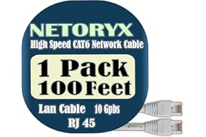 NETORYX 1 Pack Cat 6 Ethernet Cable 100 feet- Computer LAN Network Cord - Made in Québec, Made by high Standard Components fo