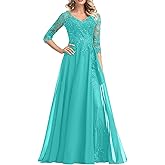 I2USHOP Sequin Lace Mother of The Bride Dresses for Women 3/4 Sleeves Mother of The Groom Dresses Chiffon Formal Dress