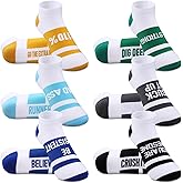 Suhine 6 Pairs Inspirational Running Socks Multicolored Low Cut Athletic Socks for Women Men Runners Birthday Gifts