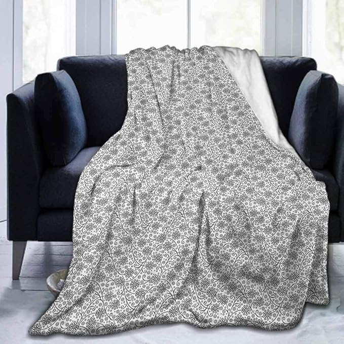 Plush Throw Blankets 70"x90" (Black and White) Cozy