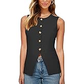 Fallorchid Womens Round neck Suit Vest Sleeveless Button Business Jacket Waistcoat Top