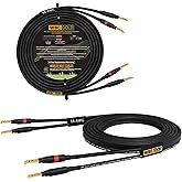 WORLDS BEST CABLES 15 Foot WBC-GOLD-LOCAP-SPKR-14 AWG - Low-Capacitance - Low-Inductance - High Purity OFC - Audiophile HiFi Speaker Cable Pair with Eminence Gold Banana Plugs