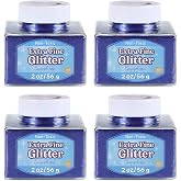 Sulyn Extra Fine Sapphire Blue Glitter Stacker Jar, 2 ounces, Non-Toxic, Stackable and Reusable Jar, Multiple Slot Openings for Easy Dispensing and Mess Reduction, Blue Glitter, SUL50867