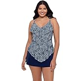 Trimshaper Womens Adjustable Four Tier Lena Swim Tankini Top with Built-in Bra Support