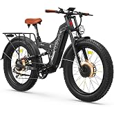 FREESKY 6000W 60V Dual Motor 45MPH 120Mile LG Cells Electric Bike for Adult | 260NM,AWD Mountain Ebike,26" Fat Tire,Full Suspension,Hydraulic Brakes,UL2849 by T&Uuml;V,Off-Road &amp;Commuter &amp;Hunt &amp; Camp &amp; Travel