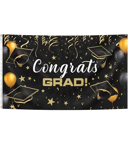 Cooles Filz-Banner „Congrats Grad“ In Gold – Fertig Zum Aufhängen Für Deine Abschlussparty 2025!