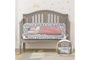 NUTIKAS Crib Rail Guard for Toddlers - 35.4" Toddler Bed Rails Convertible Safety Side Protector Swing Down Mesh Breathable Bed Barriers with Reinforced Anchor Safety