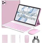 ICONLINK Android 15 Tablet 10 Inch, 12(3+9) GB RAM+64GB ROM, 2 in 1 Tablets with Keyboard Case Mouse Stylus, 1.8GHz Five-core Processor, 1280 * 800 IPS HD Screen, 5G WiFi6 BT 5.3 Tableta PC(Pink)