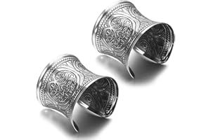 SONNYX 2 PCS Cuff Bracelets for Women Vintage Ethnic Wide Open Chunky Gold Silver Wrist Cuff Warp Bracelets for Cosplay or Belly Dance