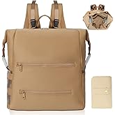 Omanmoli Diaper Bag Backpack,Large Neoprene Baby Bag for Boys Girls with 15 Diaper Bag Organizer,2 Insulated Pockets,Changing Pad,Stroller Straps,Brown
