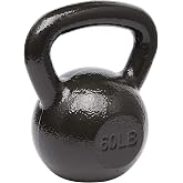 Amazon Basics Cast Iron Kettlebell for Strength Training, Textured Wide Handle, Black