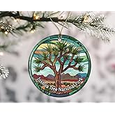 Joshua Tree National Park Stained Glass Look Ornament - National Parks Christmas Keepsake, Travel Souvenir, Ceramic Gift Printed on Both Sides