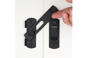 Wocoe 3 Packs Flip Latch Gate Latches,3.93” x 2.75” Matte Black Safety Door Lock for Barn Wood Fence Sliding French Doors, Gate Hardware,Sliding Door Antique Lock Wine Cabinet Closet Door Latches