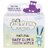 Jack N' Jill Baby Gum &amp; Tooth Natural Cotton Wipes, 25 Count | Baby Mouth Wipes for Teeth, Contains Only Water &amp; Xylitol, Free from Fluoride &amp; Sugar, Individually Wrapped