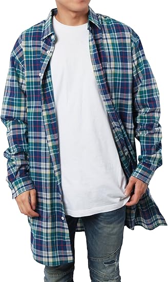 Amazon H2h トレンドメンズ カジュアルストリートファッションユニークデザインロングチェックシャツ Kmtstl0538 Green 2xl シャツ 通販 Amazon H2h トレンドメンズ カジュアルストリートファッションユニークデザインロングチェックシャツ Kmtstl0538 Green 2xl シャツ 通販