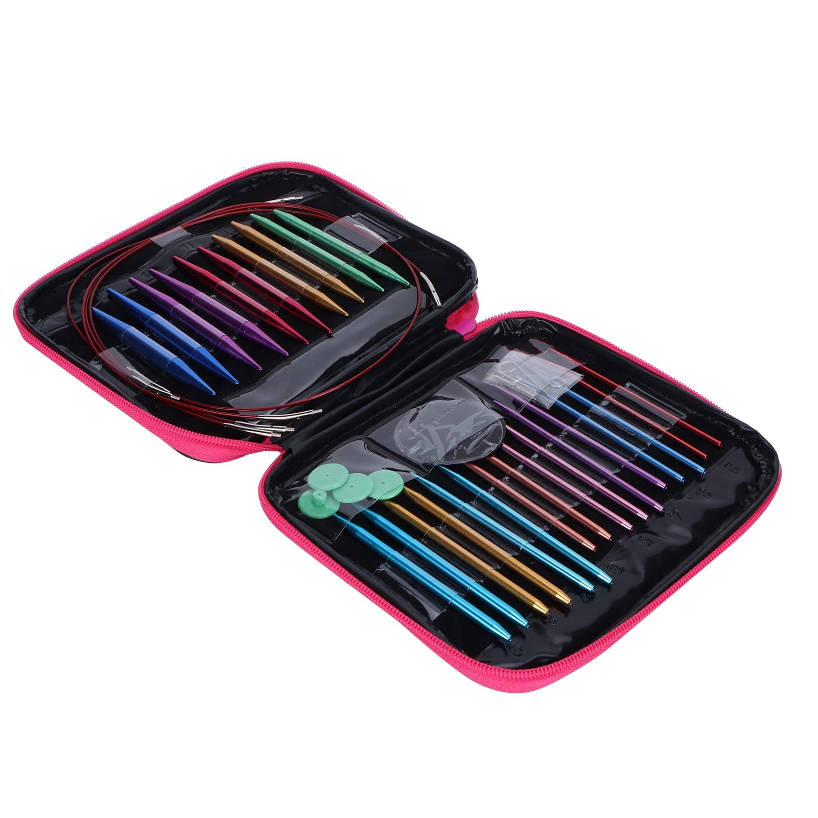 Colorful Circular Knitting Needle Sets,Interchangeable Circular Knitting Needles,Aluminum Knitting Needles,with Storage Case