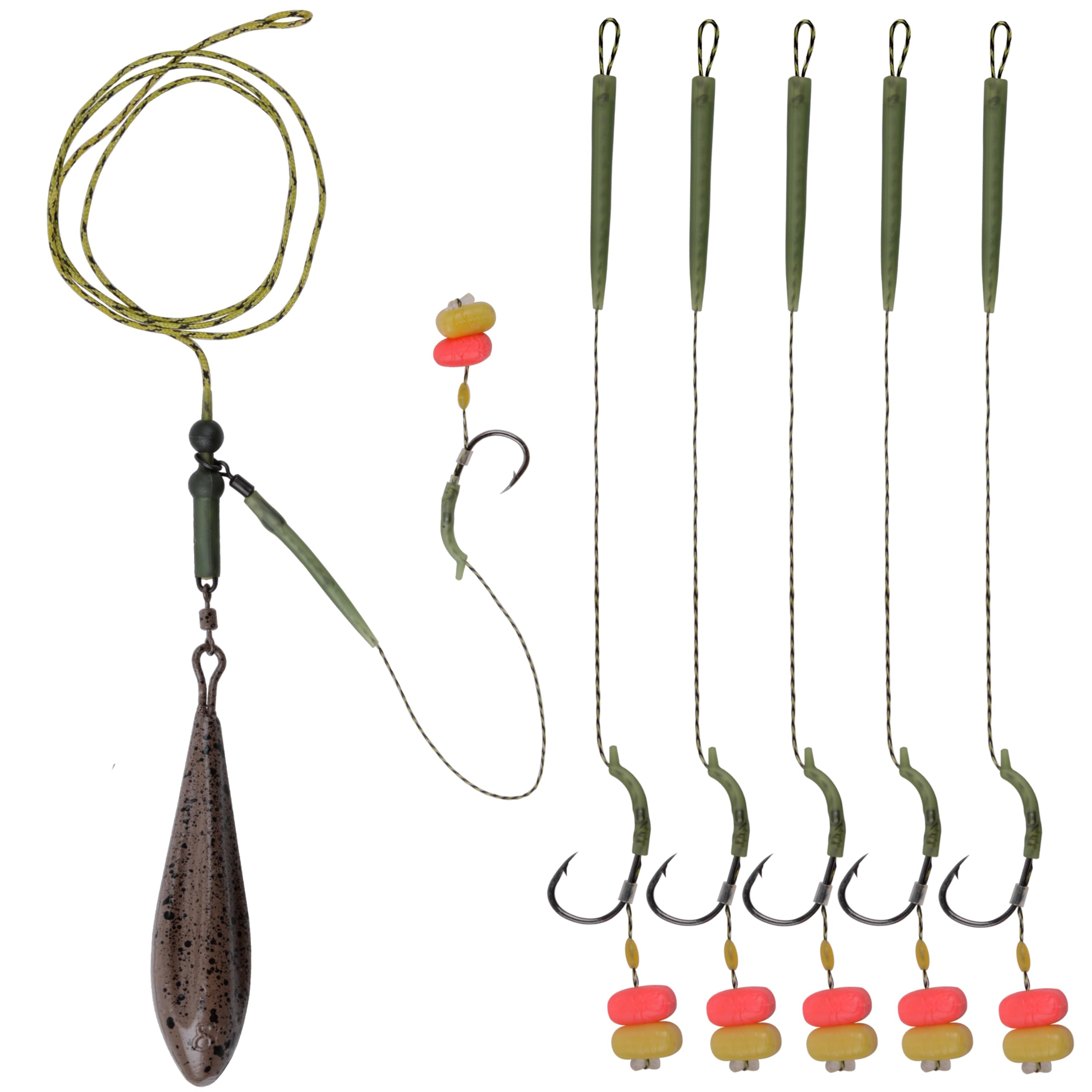 Carp Fishing Rig Kit - Hair Rigs Tackle With Hooks, Swivels, Corn Bait, Leader Line, Handmade Setup Accessories (Type A)