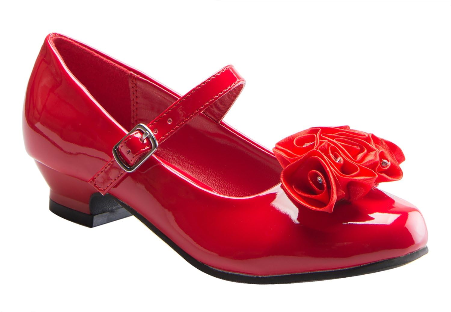 Sapato Mary Jane DressForLess com lindo couro enrolado de cetim Amazon