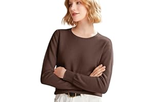 ARYAPYPER Cashmere Sweaters for Women Long Sleeve Crew Neck Ribbed Knit Tops Pullover Lightweight Wool Sweater Fall Outfits