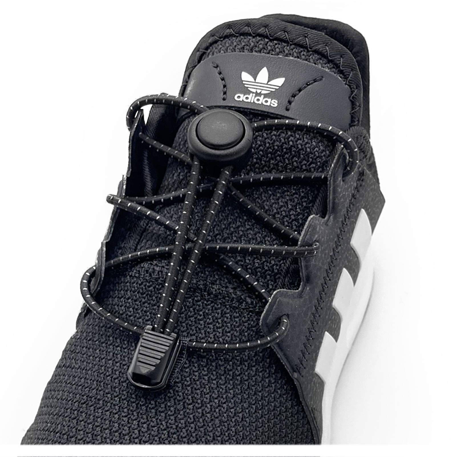 HILELIFE Elastic No Tie Shoelaces - Non Tying Active Stretchy Laces Running Shoe Laces With Reflective String for Sneakers (Black 1)