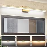 SineRise LED Modern Bathroom Vanity Light Fixtures (48-Inch, 3000K/4000K/6000K, Dimmable), Gold Modern Acrylic Bathroom Wall 